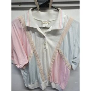 Vintage DK Gold Pastel Colorblock Polo Shirt XL Short Sleeve 80s Retro USA Made